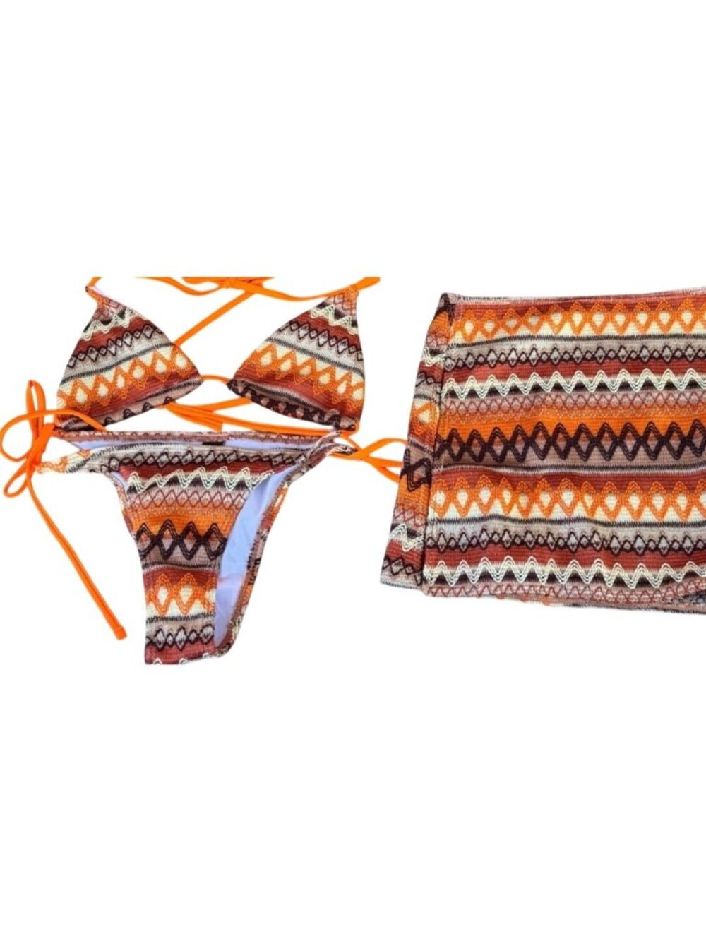 Cider Bohemian Style Crochet Bikini Set & Matching Cover-Up Skirt SMALL